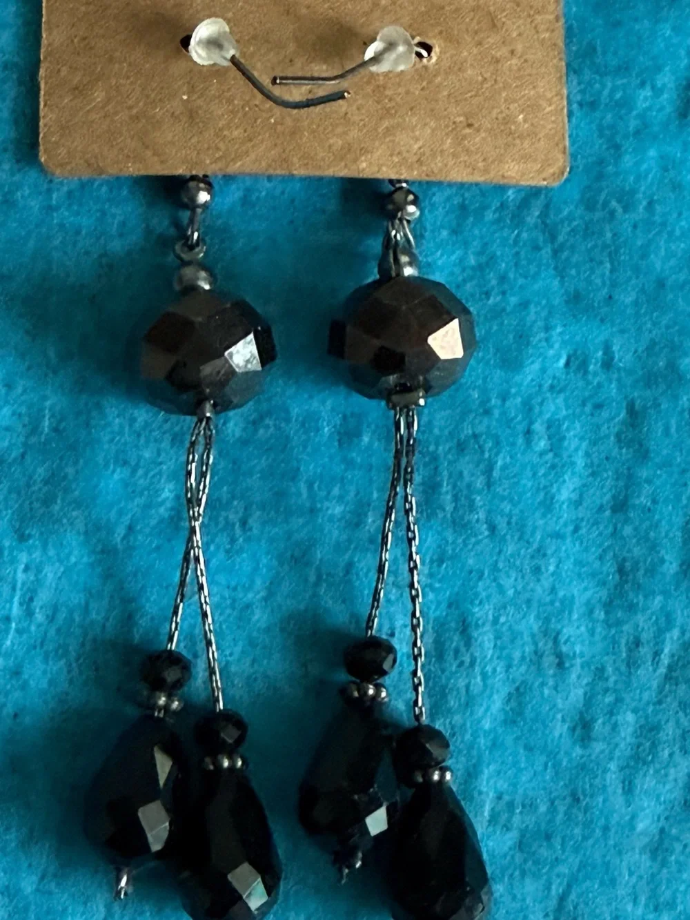 Elegant Black Faceted Drop Earrings - Women Jewelry